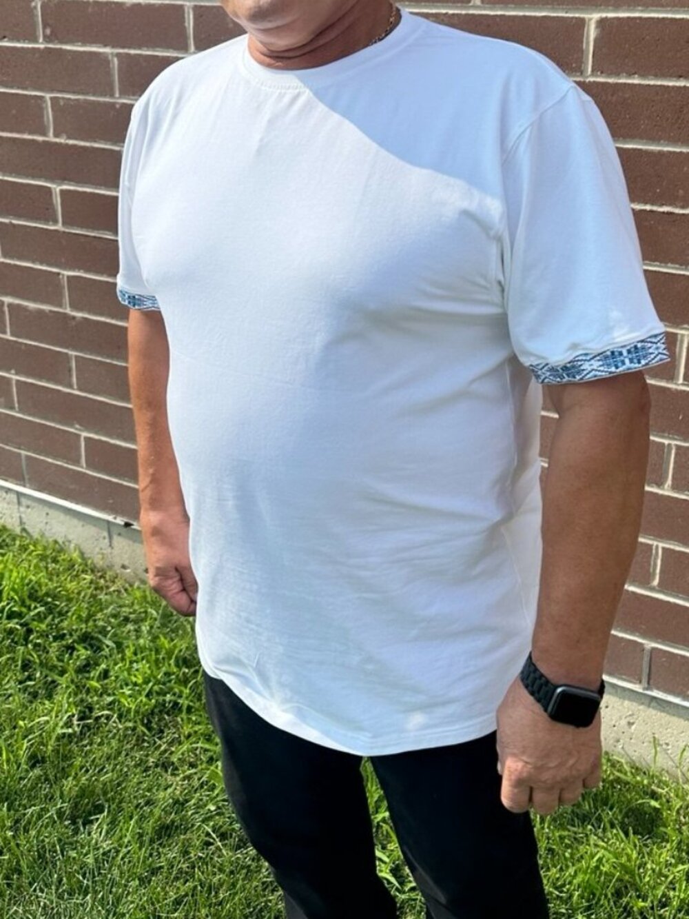 SKurated Men's Ukrainian Vyshyvanka Embroidered White T-Shirt